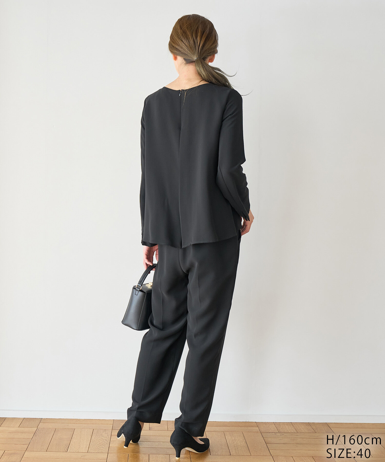 Rope&rsquo;Picnic「Black Formal　ブラウスレイヤード風オールインワン」|オールインワン|