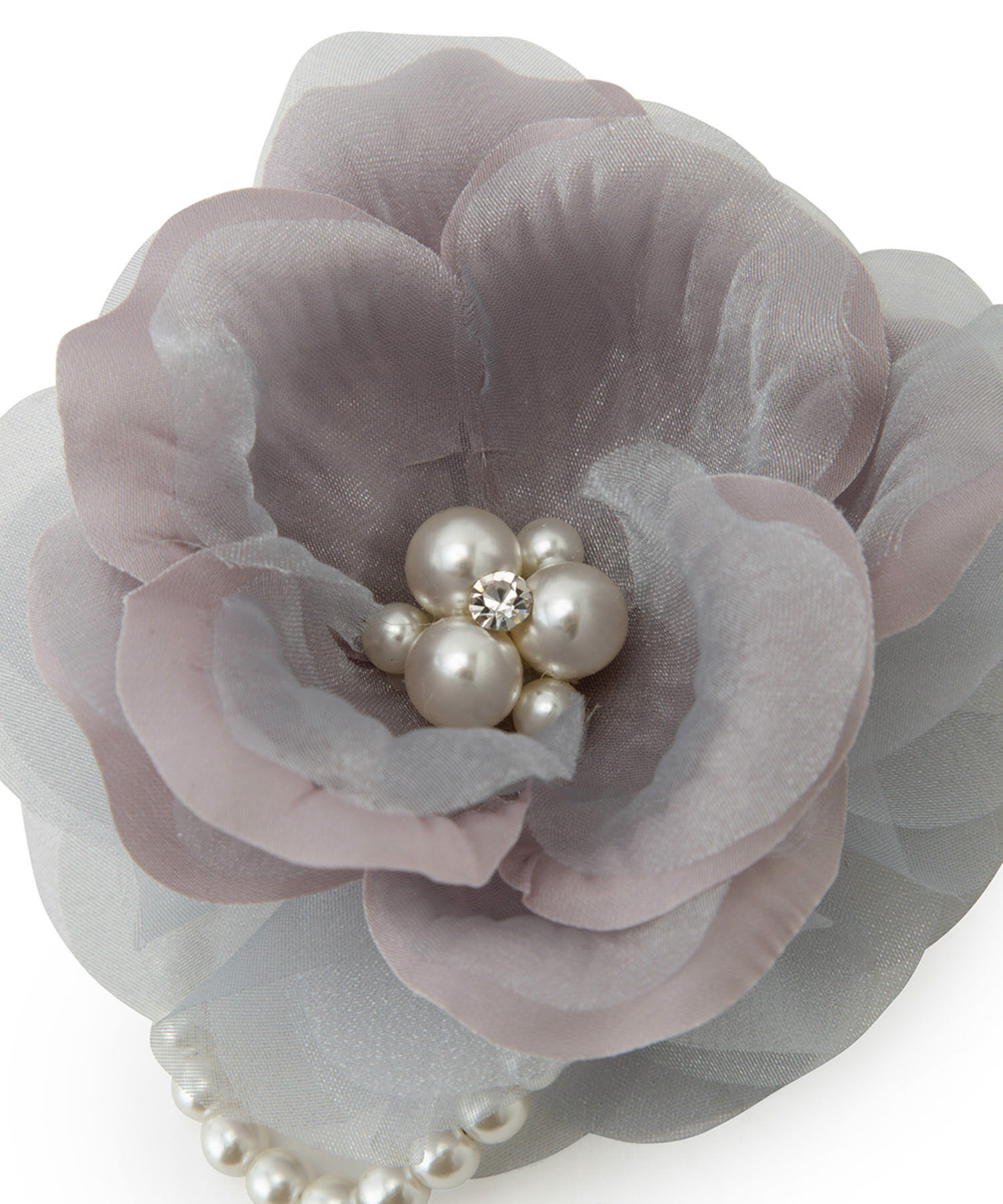 ROPE PICNIC PASSAGE「パールラインオーガンジーコンビフラワーコサージュ」|ブローチ・コサージュ|