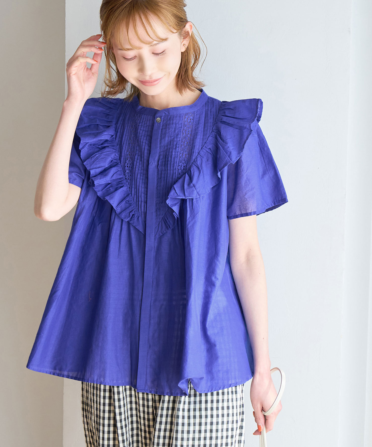 Rope&rsquo;Picnic「洗える/リンクコーデ/INDIAブラウス」|シャツ・ブラウス|ブルー(44)