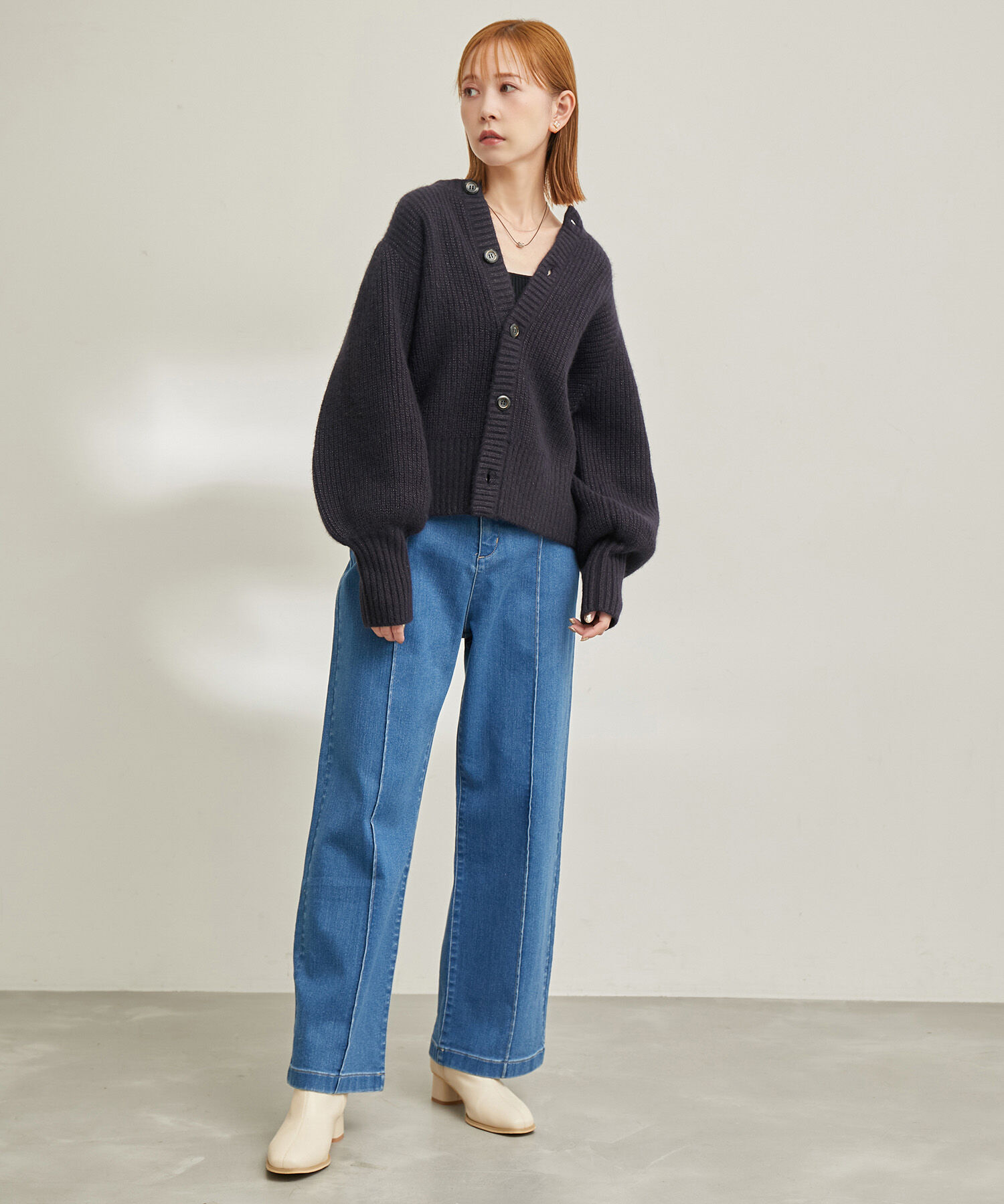 Rope&rsquo;Picnic「【emur/エミュール】FOX混アゼ編ボリューム袖カーディガン」|カーディガン|