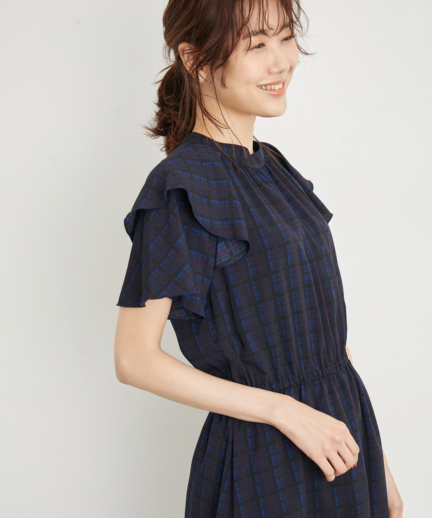 Rope&rsquo;Picnic「リンクコーデ/アソート柄ラッフルスリーブワンピース」|ワンピース|