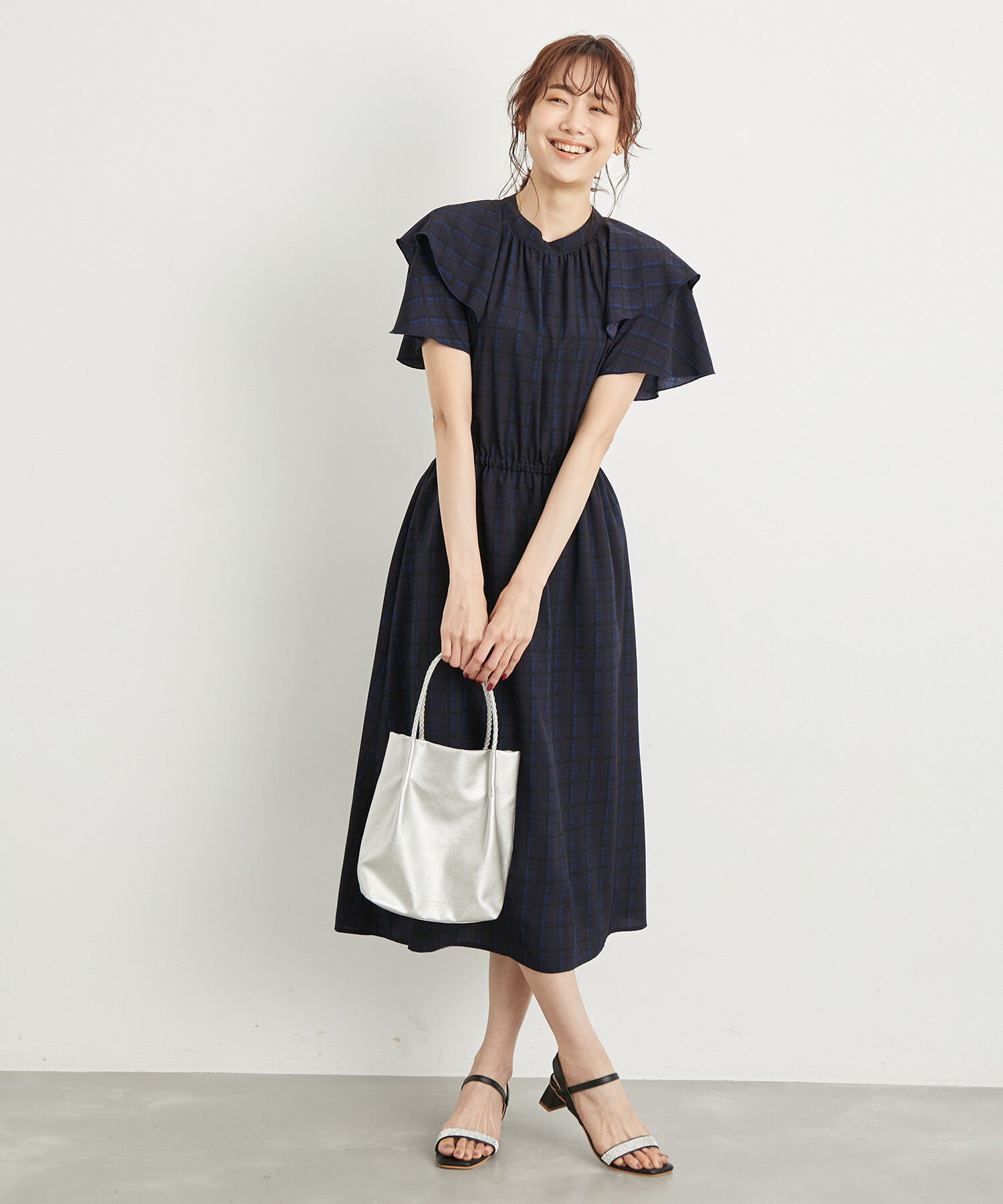 Rope&rsquo;Picnic「リンクコーデ/アソート柄ラッフルスリーブワンピース」|ワンピース|