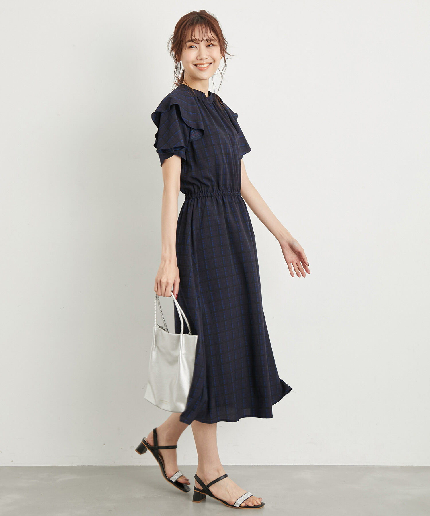 Rope&rsquo;Picnic「リンクコーデ/アソート柄ラッフルスリーブワンピース」|ワンピース|