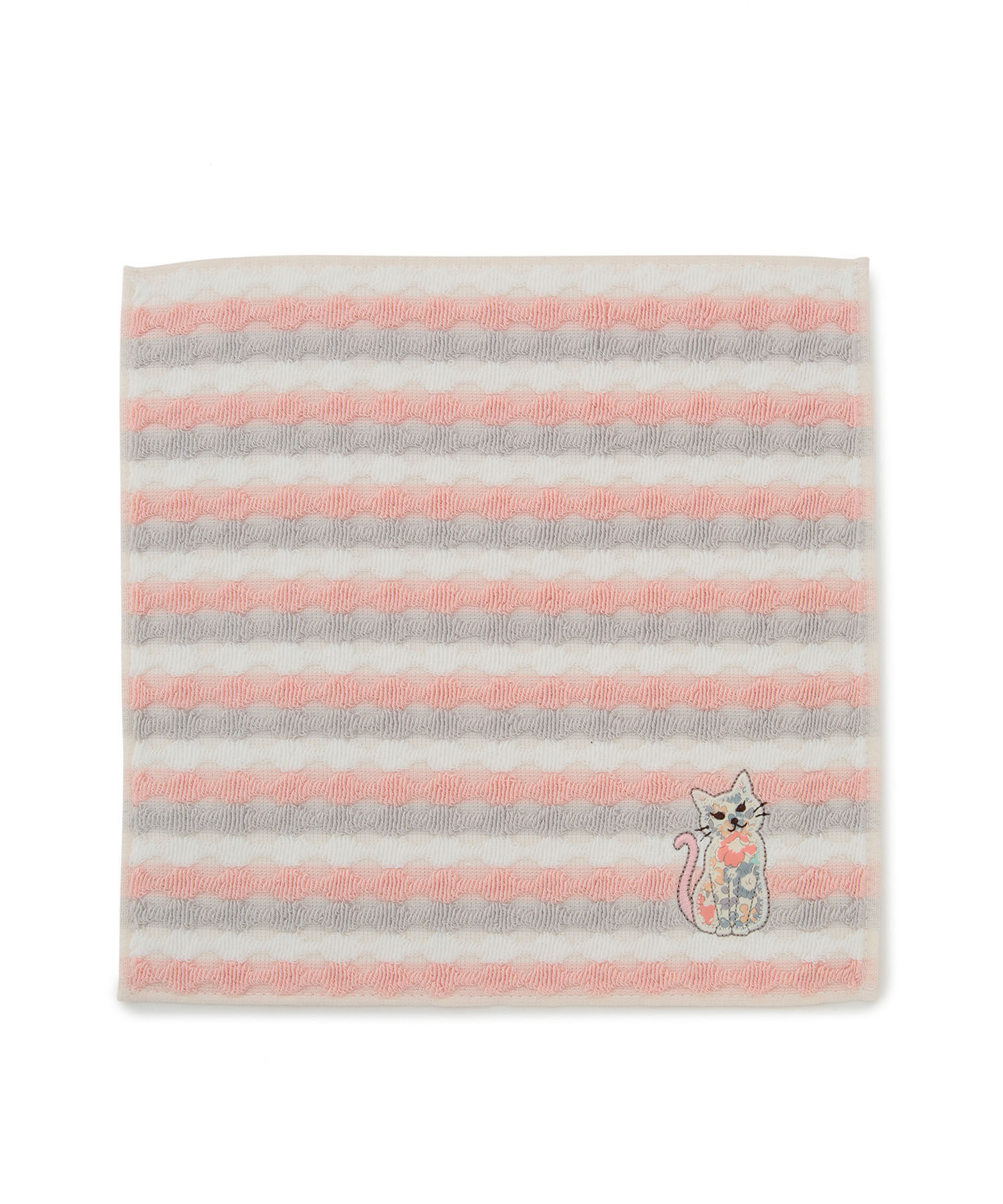 ROPE PICNIC PASSAGE「【LIBERTY ART FABRICS】ねこアップリケミニタオル」|ハンカチ|オレンジ系(71)