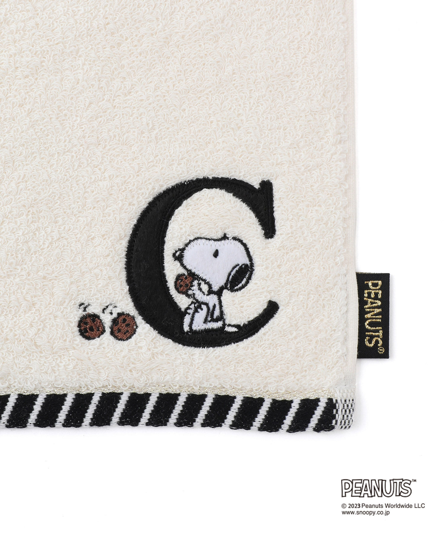 ROPE PICNIC PASSAGE「【PEANUTS】スヌーピーふわふわイニシャルミニタオル」|ハンカチ|