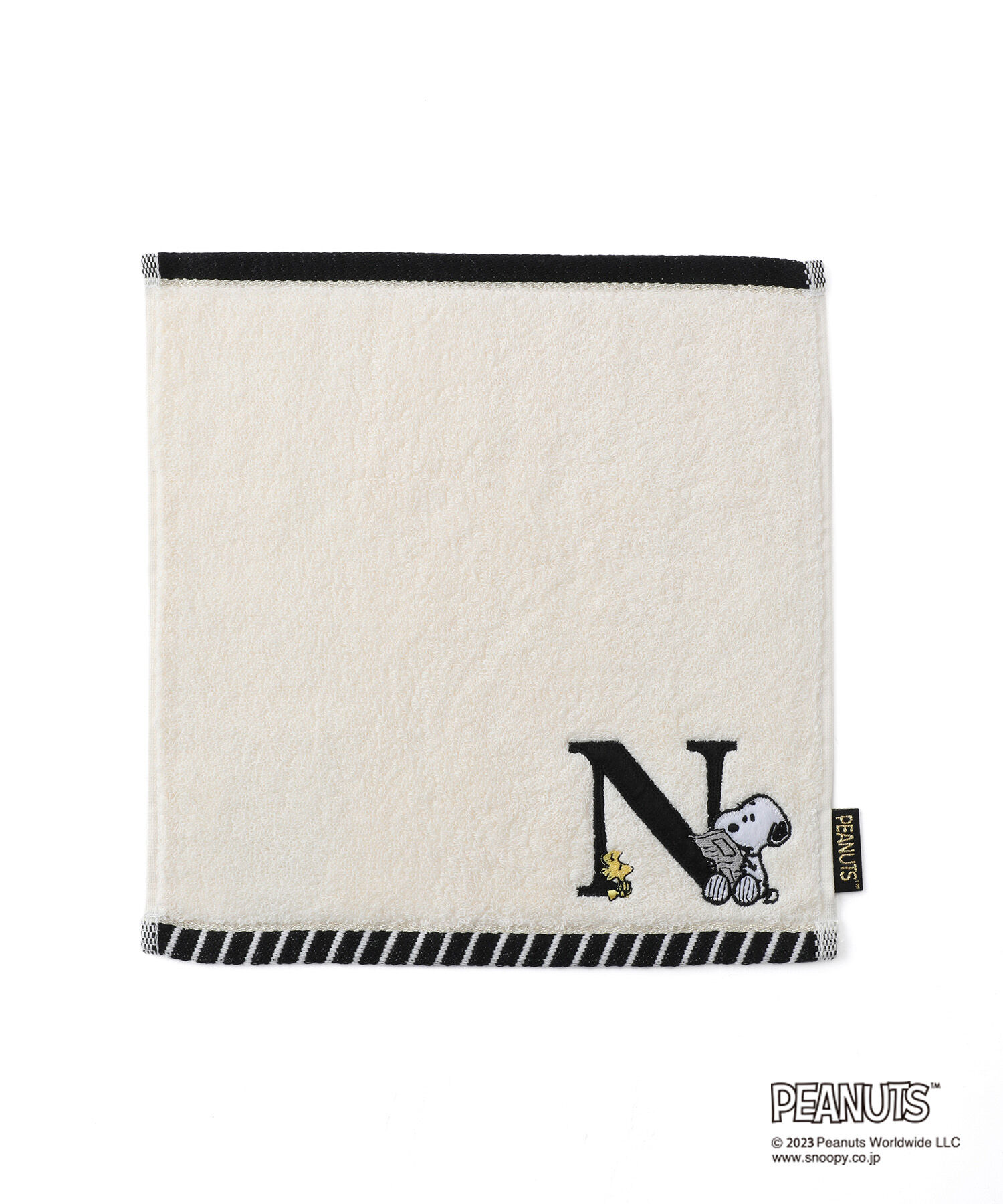 ROPE PICNIC PASSAGE「【PEANUTS】スヌーピーふわふわイニシャルミニタオル」|ハンカチ|ダークブラウン(20)