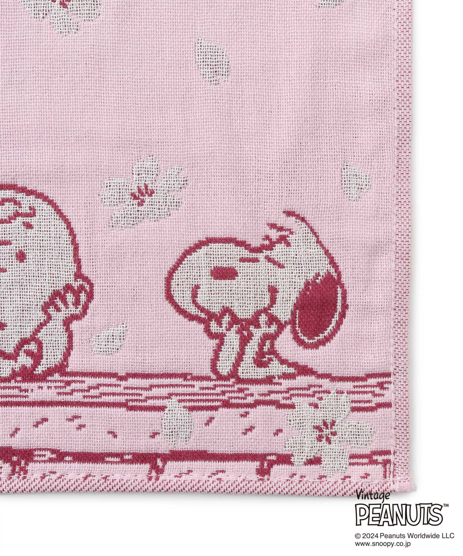 ROPE PICNIC PASSAGE「【SNOOPY/スヌーピー】さくら3重ガーゼハンカチ」|ハンカチ|