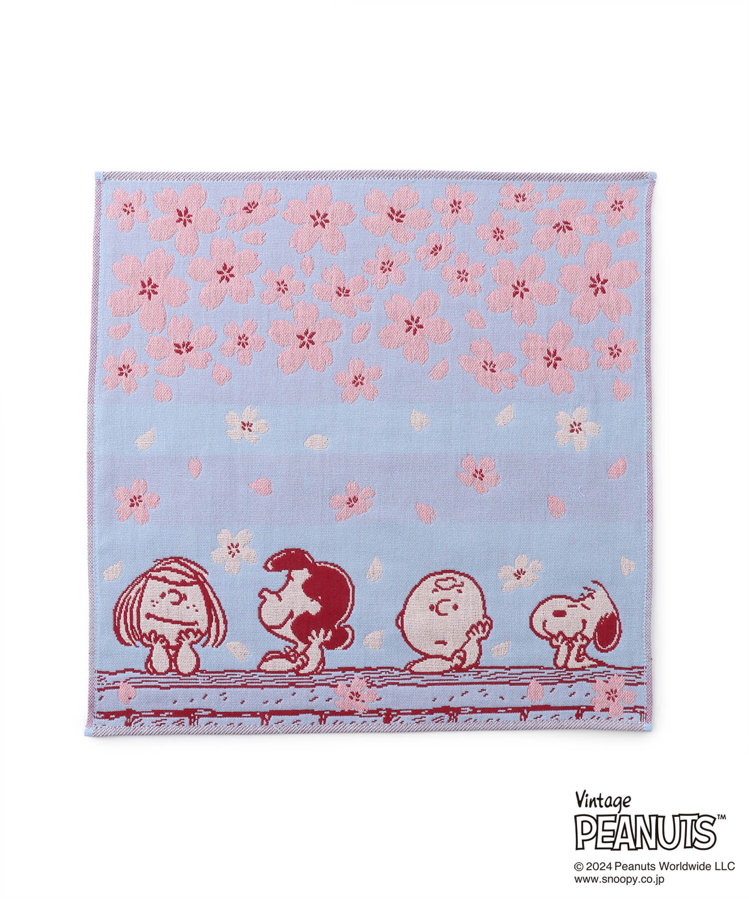ROPE PICNIC PASSAGE「【SNOOPY/スヌーピー】さくら3重ガーゼハンカチ」|ハンカチ|サックス(48)