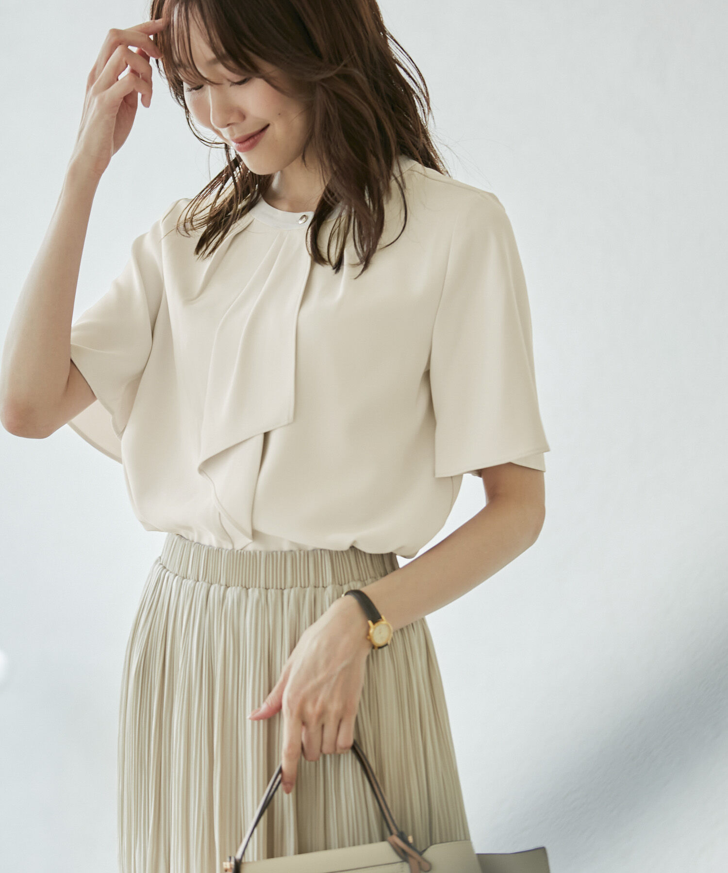 Rope&rsquo;Picnic「ボウタイハーフスリーブブラウス」|シャツ・ブラウス|