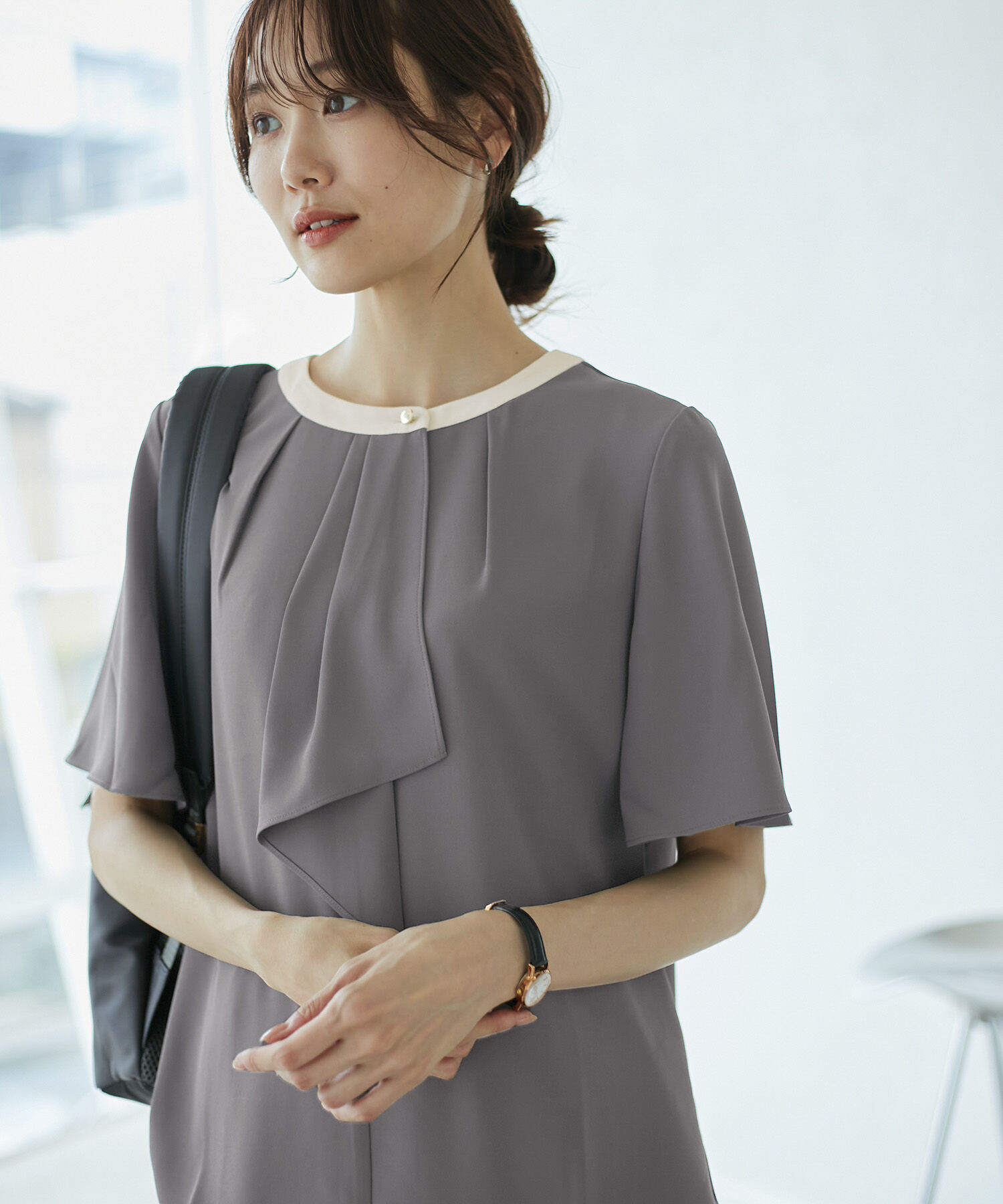 Rope&rsquo;Picnic「ボウタイハーフスリーブブラウス」|シャツ・ブラウス|