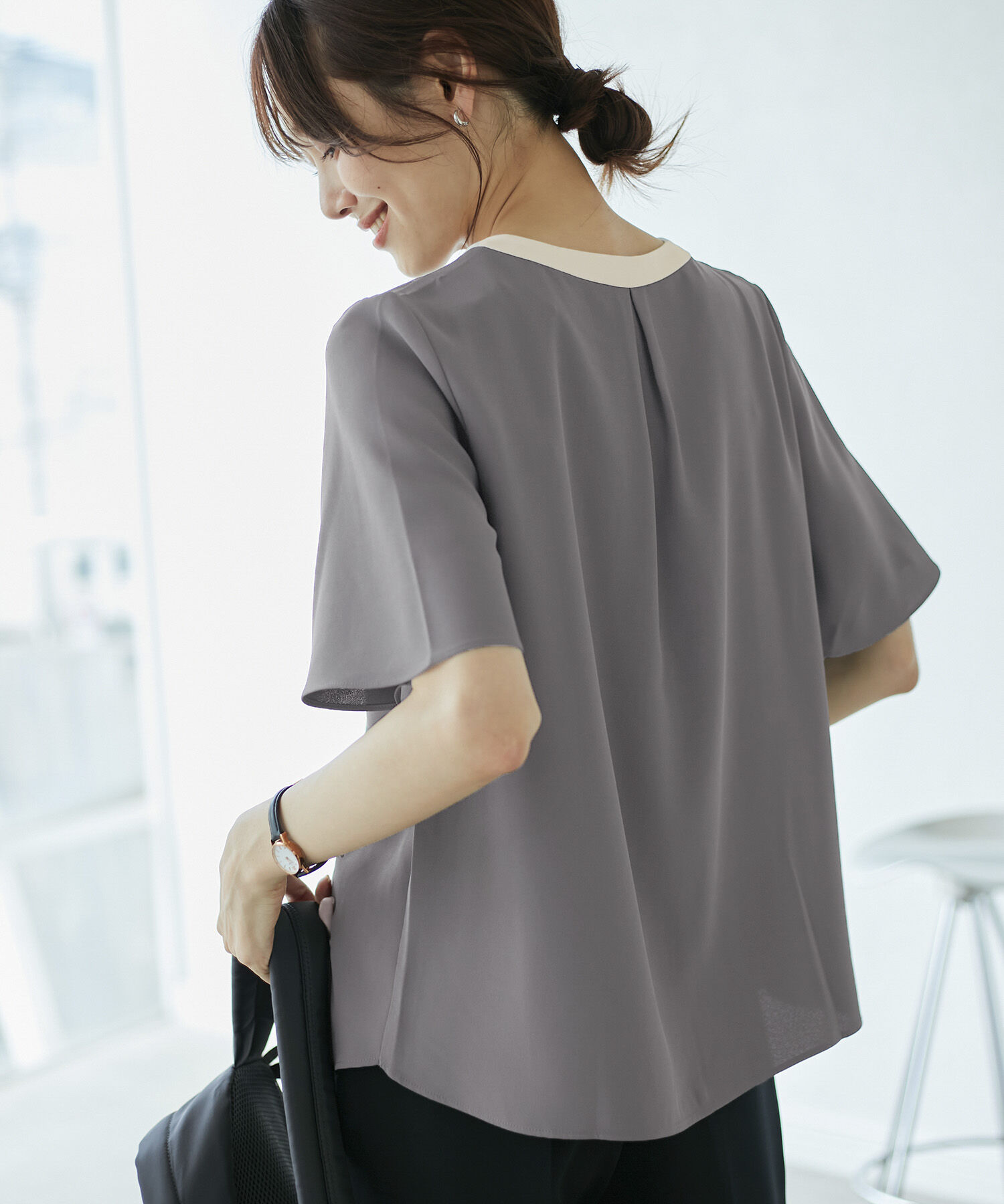 Rope&rsquo;Picnic「ボウタイハーフスリーブブラウス」|シャツ・ブラウス|