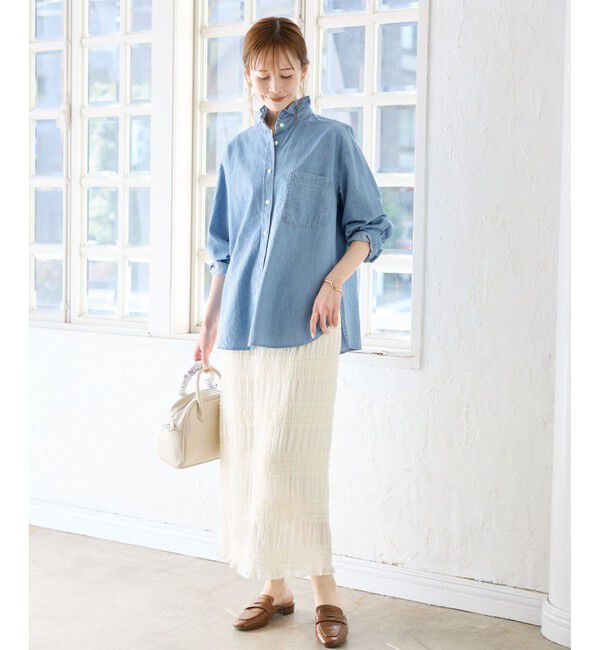 Rope&rsquo;Picnic「フリルカラーデニムシャツ」|シャツ・ブラウス|