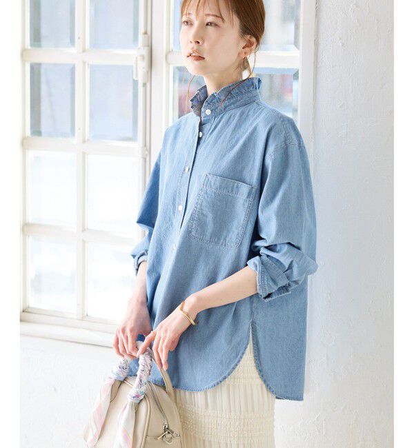 Rope&rsquo;Picnic「フリルカラーデニムシャツ」|シャツ・ブラウス|