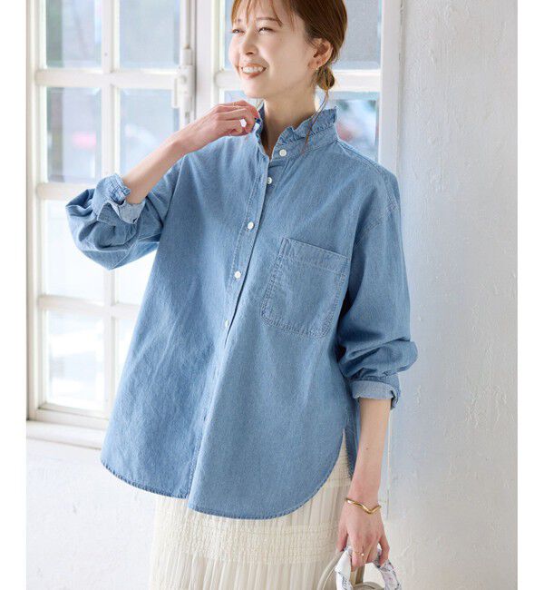 Rope&rsquo;Picnic「フリルカラーデニムシャツ」|シャツ・ブラウス|
