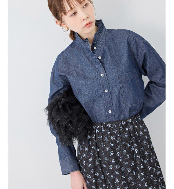Rope&rsquo;Picnic「フリルカラーデニムシャツ」|シャツ・ブラウス|