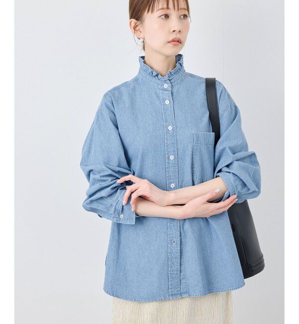 Rope&rsquo;Picnic「フリルカラーデニムシャツ」|シャツ・ブラウス|