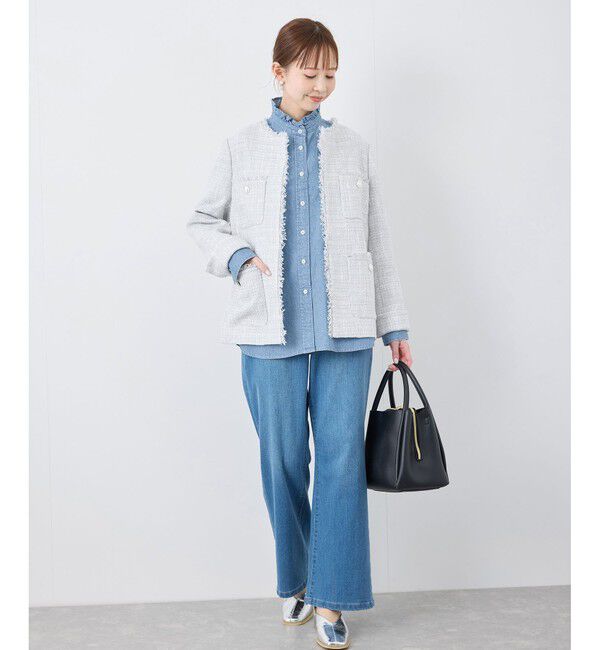 Rope&rsquo;Picnic「フリルカラーデニムシャツ」|シャツ・ブラウス|