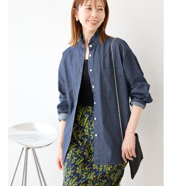 Rope&rsquo;Picnic「フリルカラーデニムシャツ」|シャツ・ブラウス|