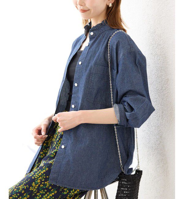 Rope&rsquo;Picnic「フリルカラーデニムシャツ」|シャツ・ブラウス|