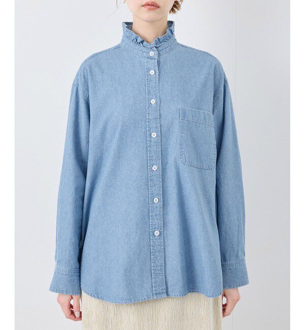 Rope&rsquo;Picnic「フリルカラーデニムシャツ」|シャツ・ブラウス|