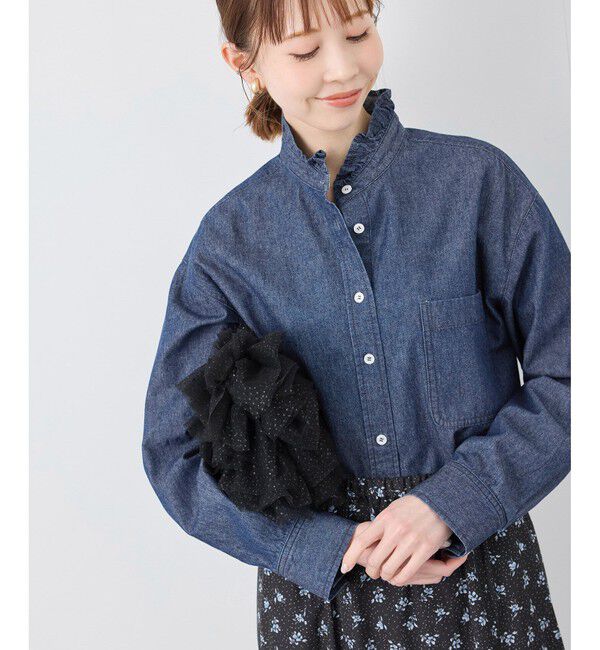 Rope&rsquo;Picnic「フリルカラーデニムシャツ」|シャツ・ブラウス|