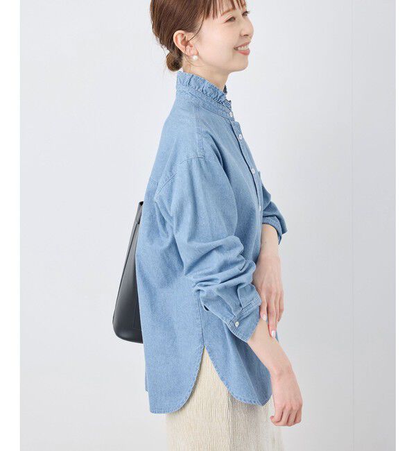 Rope&rsquo;Picnic「フリルカラーデニムシャツ」|シャツ・ブラウス|