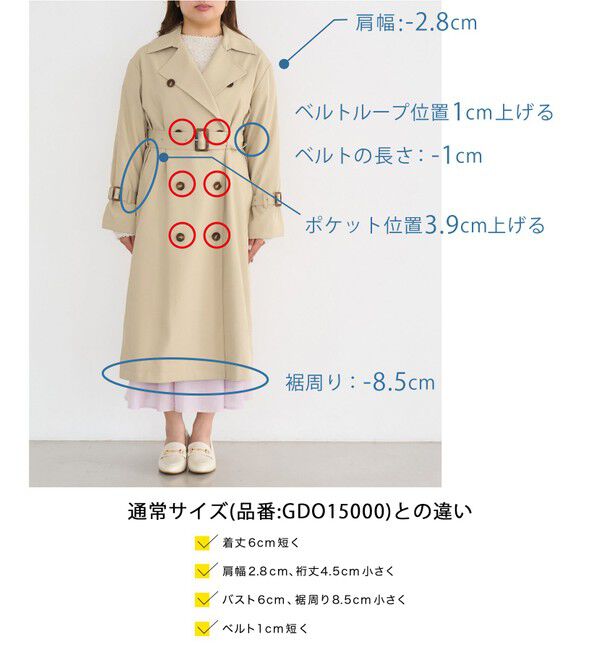 Rope&rsquo;Picnic「【低身長・小柄さん向け/撥水加工・花粉ガード】トレンチコート」|トレンチコート|