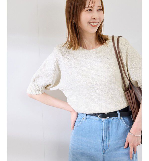 Rope&rsquo;Picnic「ラメ混綿ニットハーフスリーブプルオーバー」|ニット・セーター|オフホワイト(15)