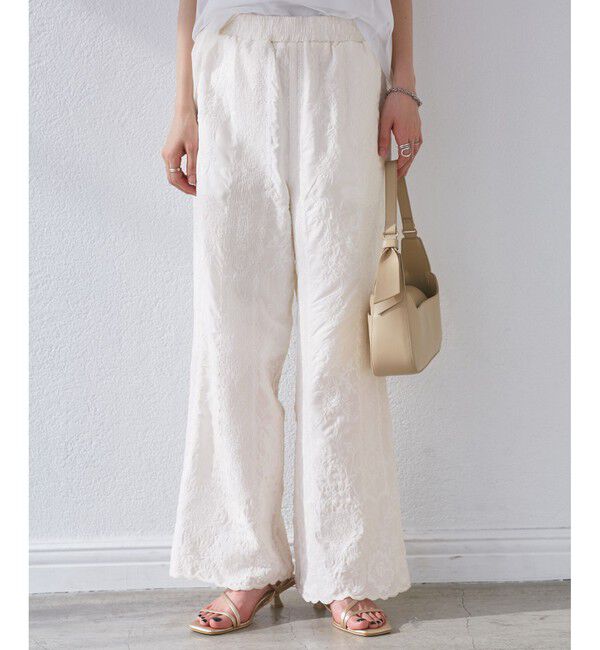 Rope&rsquo;Picnic「刺繍イージーワイドパンツ」|チノ|