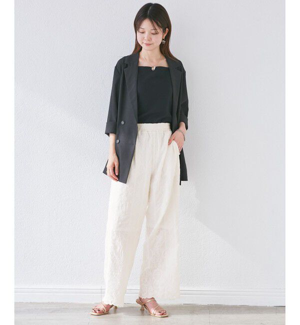 Rope&rsquo;Picnic「刺繍イージーワイドパンツ」|チノ|