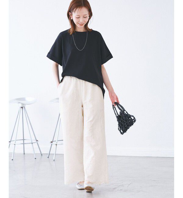 Rope&rsquo;Picnic「刺繍イージーワイドパンツ」|チノ|