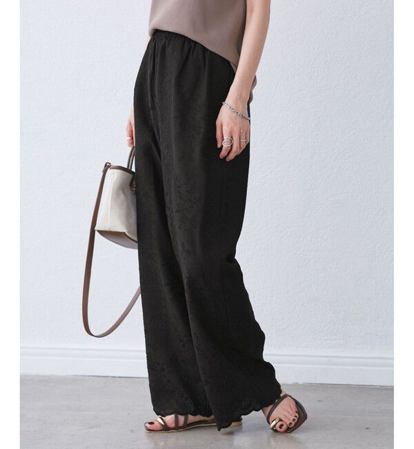 Rope&rsquo;Picnic「刺繍イージーワイドパンツ」|チノ|