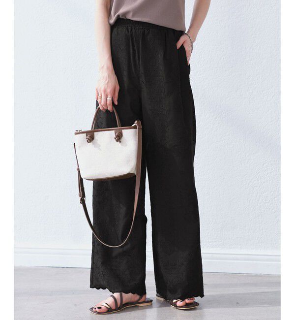 Rope&rsquo;Picnic「刺繍イージーワイドパンツ」|チノ|