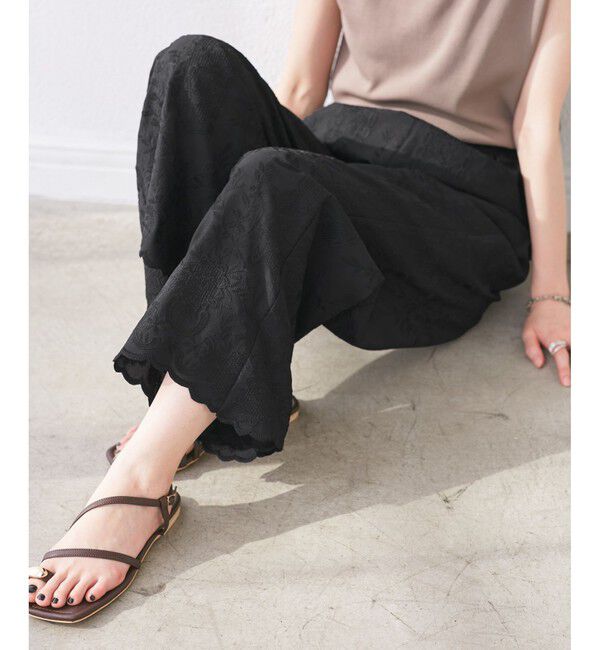 Rope&rsquo;Picnic「刺繍イージーワイドパンツ」|チノ|