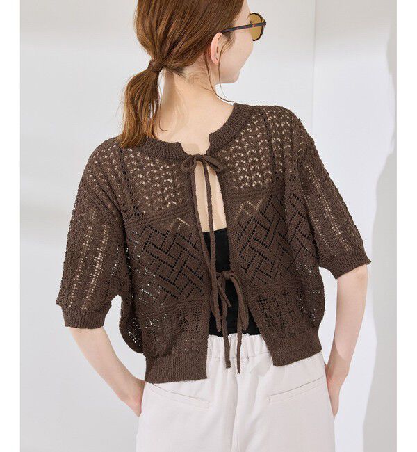 Rope&rsquo;Picnic「【前後2WAY】透かし編みレースカーディガン」|カーディガン|