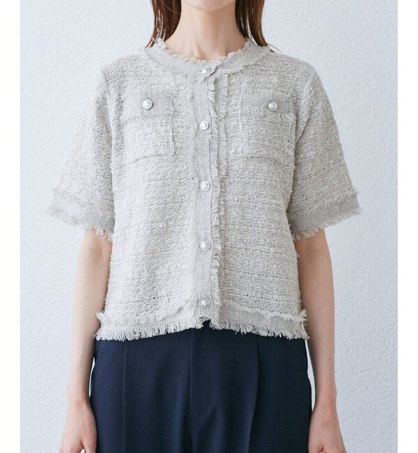 Rope&rsquo;Picnic「【サマー・ツイード】ハーフスリーブカーディガン」|カーディガン|