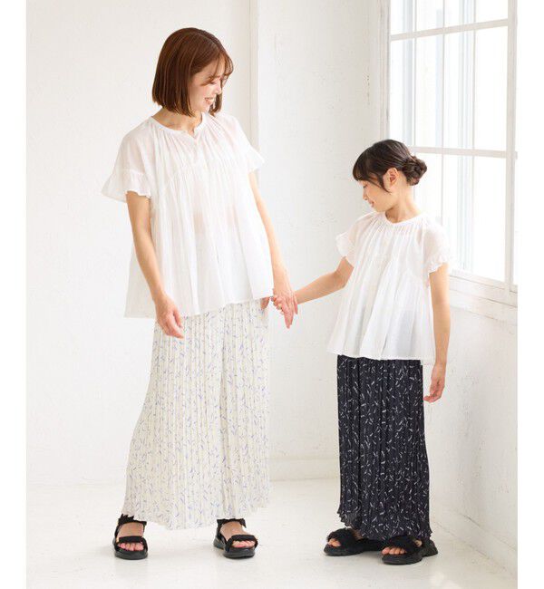 Rope&rsquo;Picnic「ガーデンフラワープリーツパンツ/リンクコーデ」|チノ|