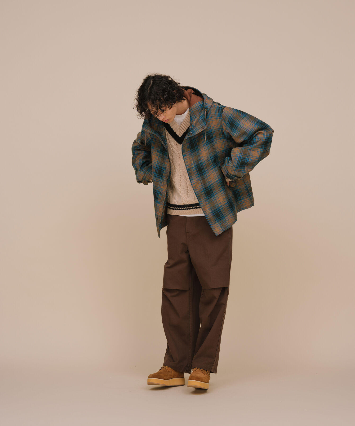 ADAM ET ROPE'「【TECHTWEED】ショート フード オーバーサイズ ブルゾン / ロングシーズン着用可能 / イージーケア /サステ」|ブルゾン・スタジャン|