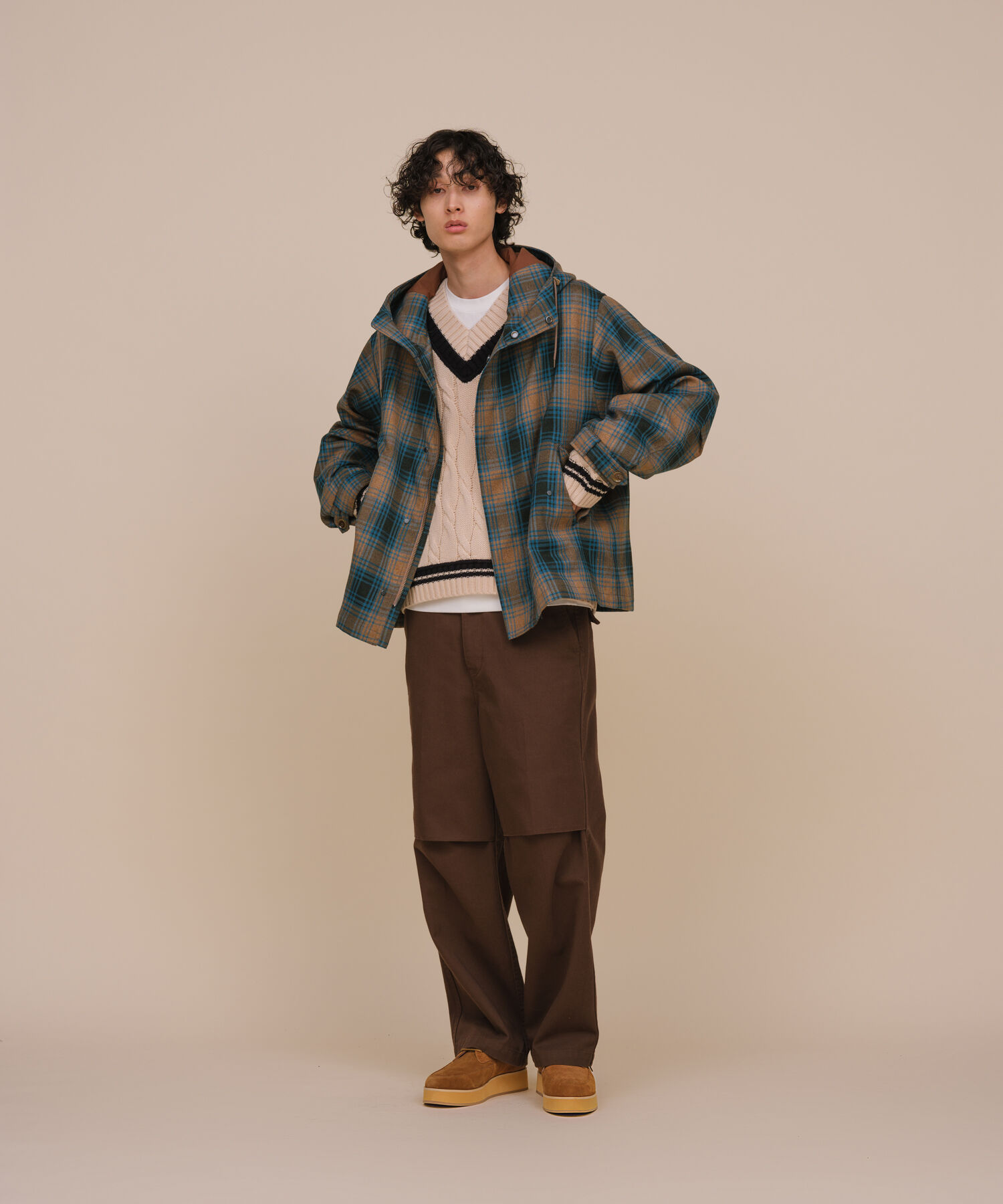 ADAM ET ROPE'「【TECHTWEED】ショート フード オーバーサイズ ブルゾン / ロングシーズン着用可能 / イージーケア /サステ」|ブルゾン・スタジャン|