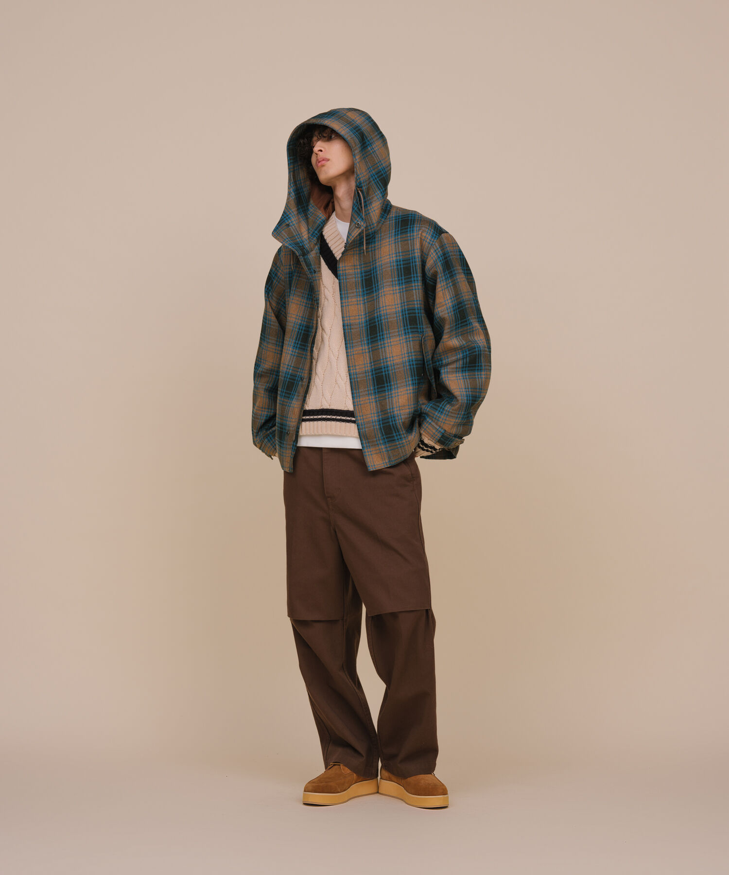 ADAM ET ROPE'「【TECHTWEED】ショート フード オーバーサイズ ブルゾン / ロングシーズン着用可能 / イージーケア /サステ」|ブルゾン・スタジャン|