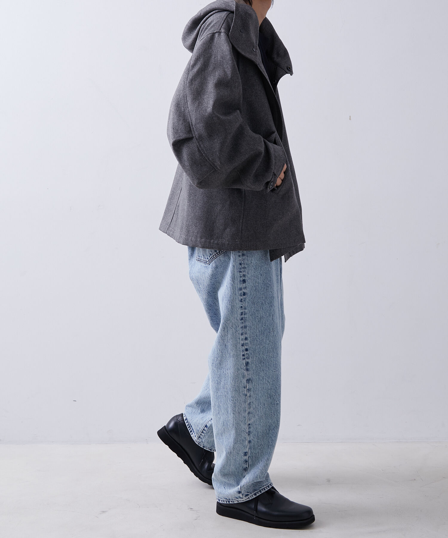 ADAM ET ROPE'「【TECHTWEED】ショート フード オーバーサイズ ブルゾン / ロングシーズン着用可能 / イージーケア /サステ」|ブルゾン・スタジャン|