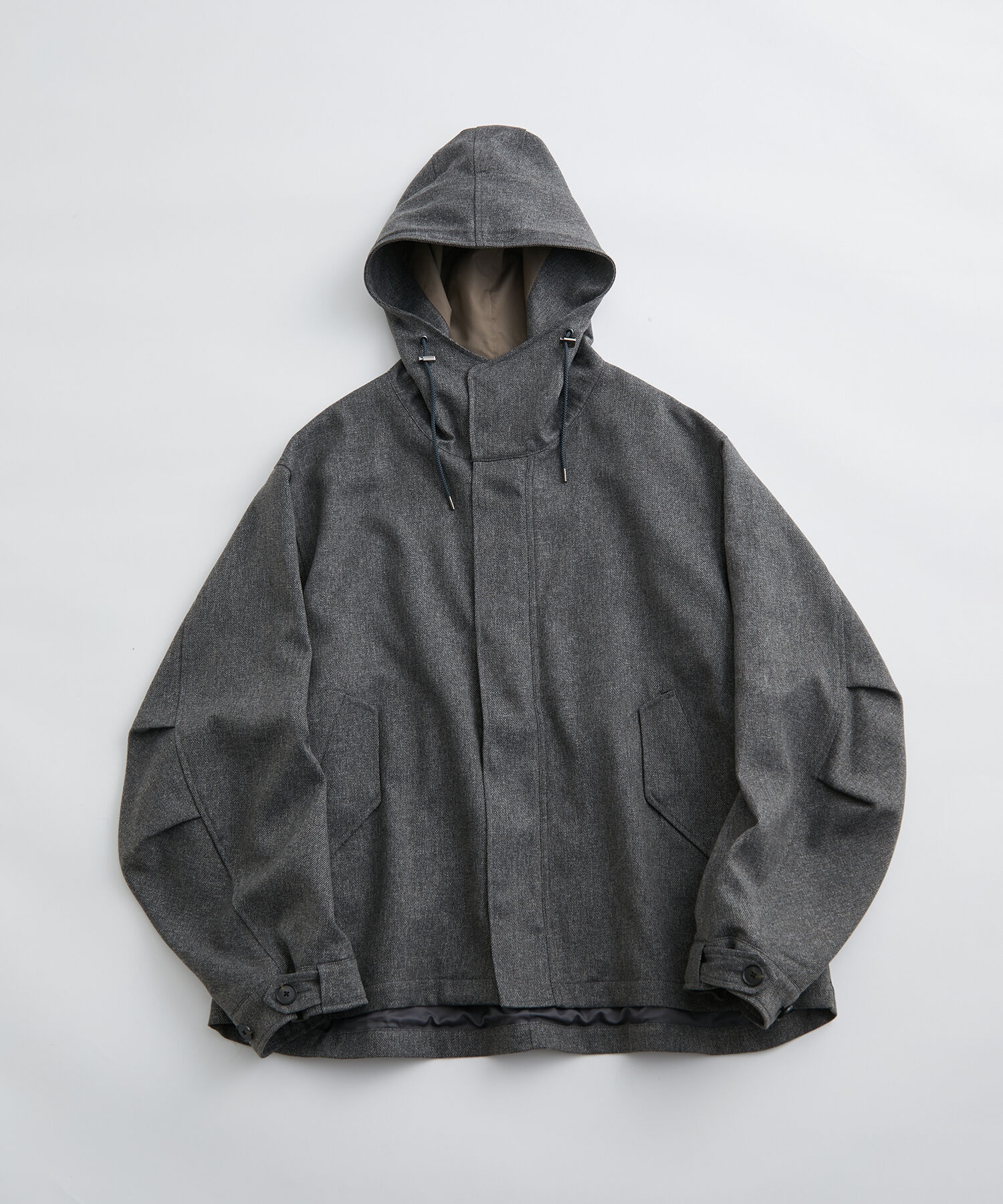 ADAM ET ROPE'「【TECHTWEED】ショート フード オーバーサイズ ブルゾン / ロングシーズン着用可能 / イージーケア /サステ」|ブルゾン・スタジャン|