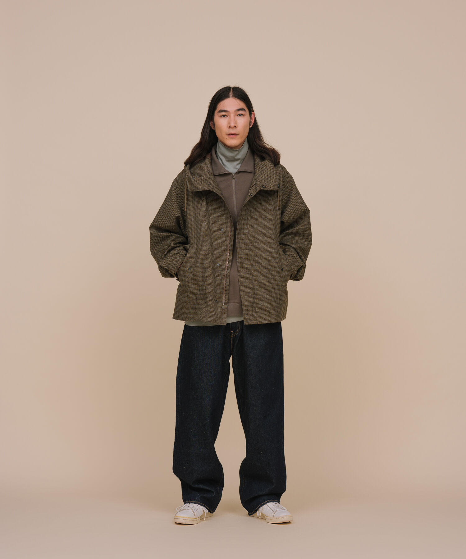 ADAM ET ROPE'「【TECHTWEED】ショート フード オーバーサイズ ブルゾン / ロングシーズン着用可能 / イージーケア /サステ」|ブルゾン・スタジャン|