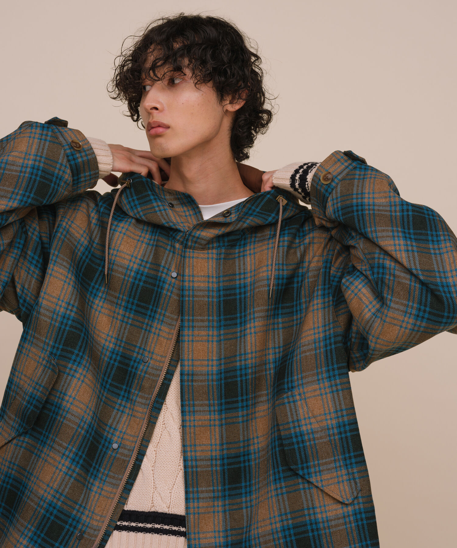 ADAM ET ROPE'「【TECHTWEED】ショート フード オーバーサイズ ブルゾン / ロングシーズン着用可能 / イージーケア /サステ」|ブルゾン・スタジャン|