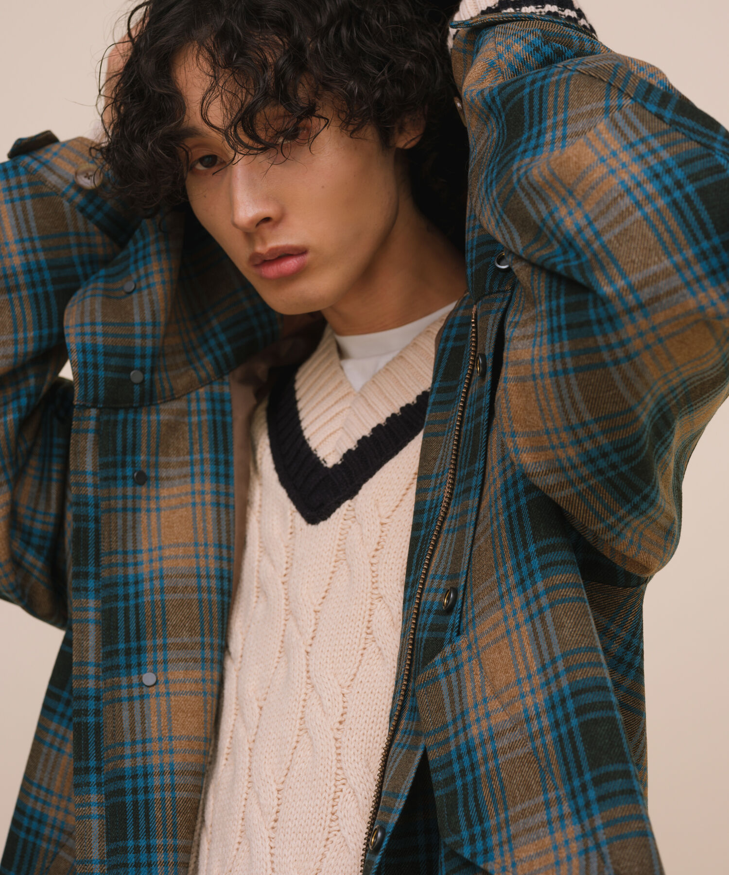 ADAM ET ROPE'「【TECHTWEED】ショート フード オーバーサイズ ブルゾン / ロングシーズン着用可能 / イージーケア /サステ」|ブルゾン・スタジャン|