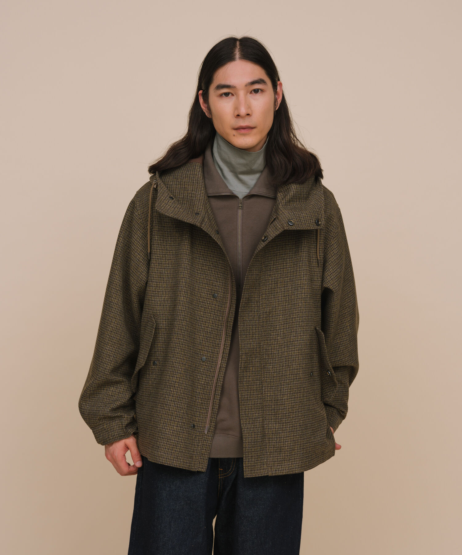 ADAM ET ROPE'「【TECHTWEED】ショート フード オーバーサイズ ブルゾン / ロングシーズン着用可能 / イージーケア /サステ」|ブルゾン・スタジャン|ベージュ系(29)