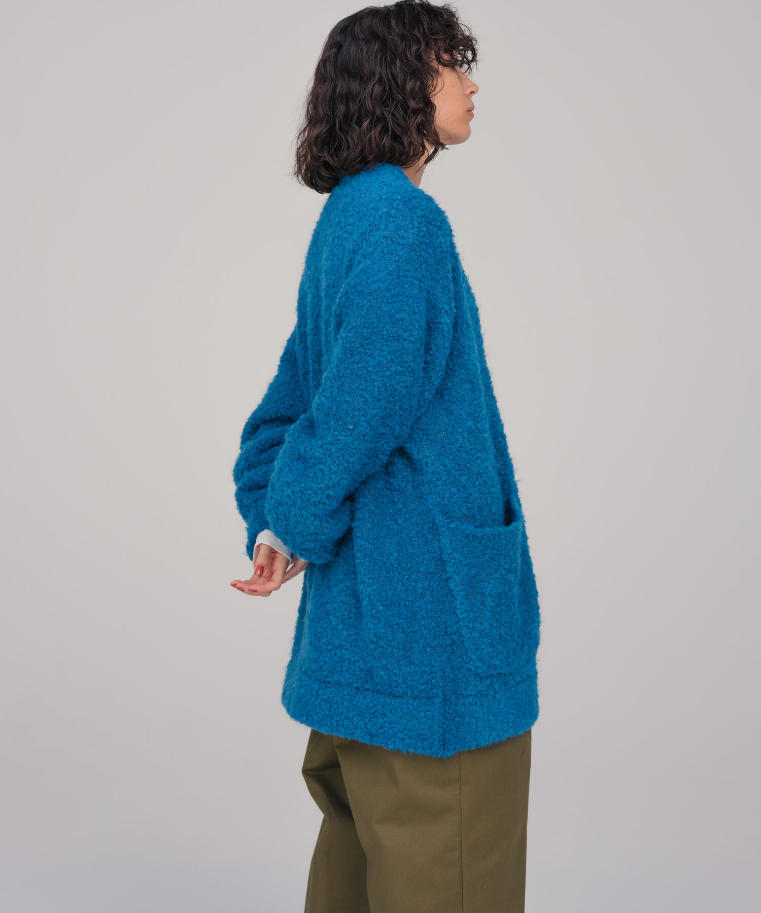 ADAM ET ROPE'「【WEB限定】ボリュームスリーブ ビッグシルエット ロングカーディガン プードルニット/ユニセックス」|カーディガン|