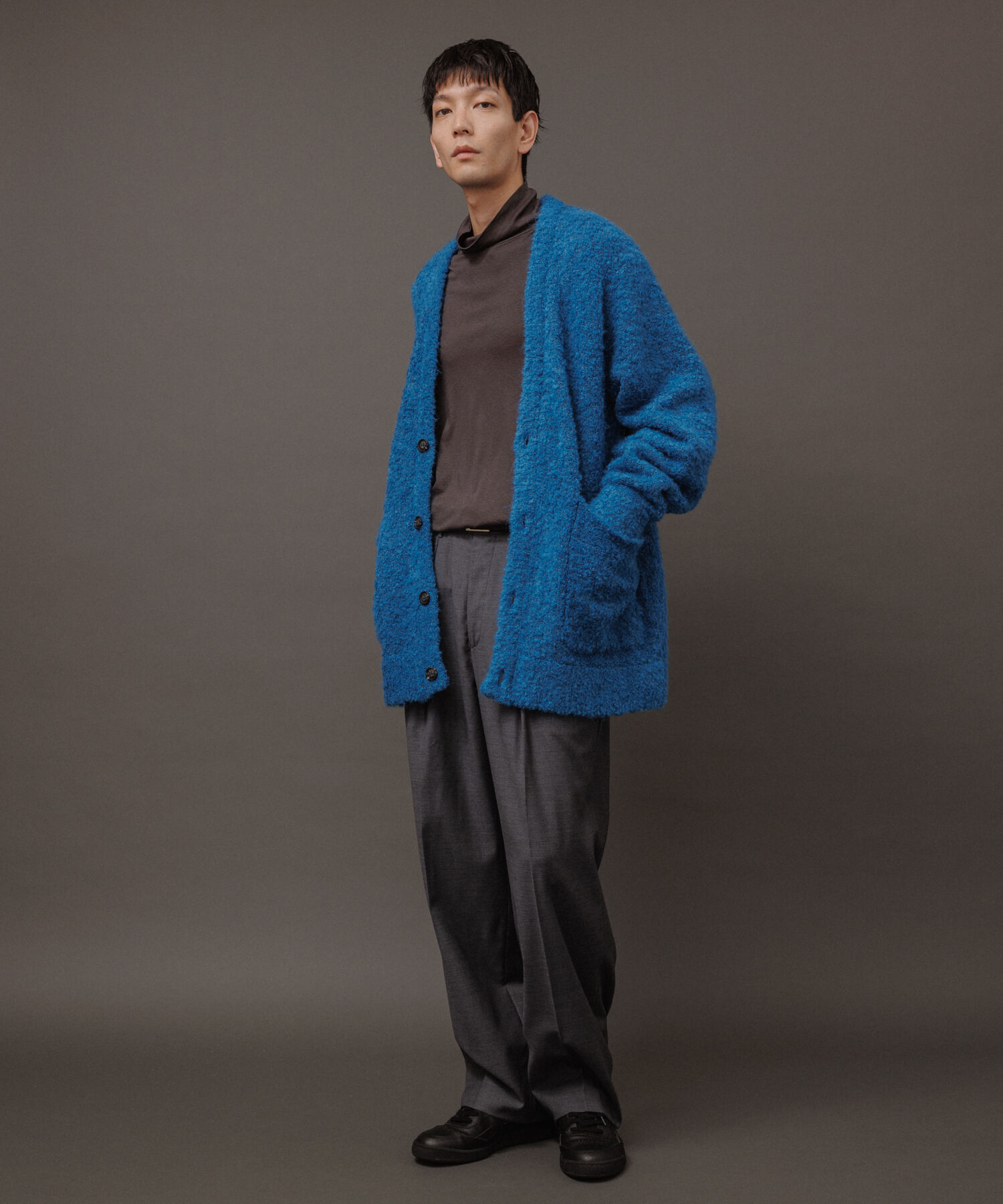 ADAM ET ROPE'「【WEB限定】ボリュームスリーブ ビッグシルエット ロングカーディガン プードルニット/ユニセックス」|カーディガン|