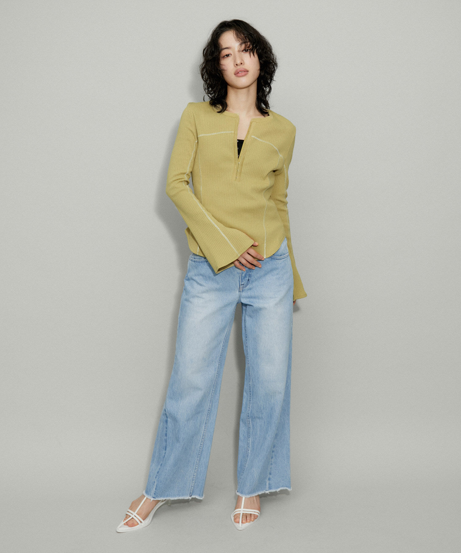 ADAM ET ROPE'「【WEB限定】フレアスリーブフロントホックロンT」|Tシャツ・カットソー|