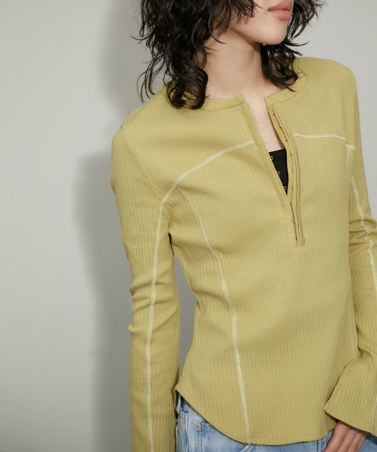 ADAM ET ROPE'「【WEB限定】フレアスリーブフロントホックロンT」|Tシャツ・カットソー|